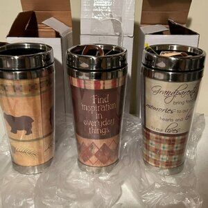 3 New Insulated stainless steel Tumbler Cups with Lids - SALE